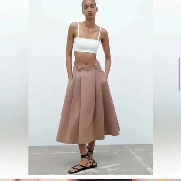 Zara midi pleat detail pink skirt - Picture 6 of 14